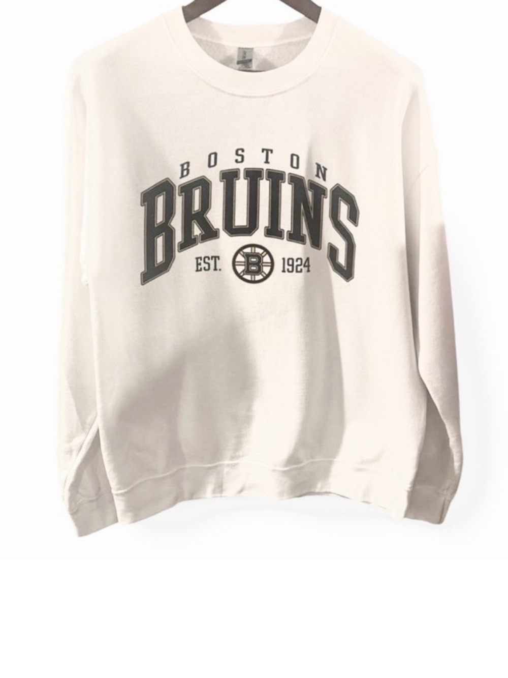 Men’s NHL Boston Bruins White Graphic Crewneck Sweatshirt Size Large
